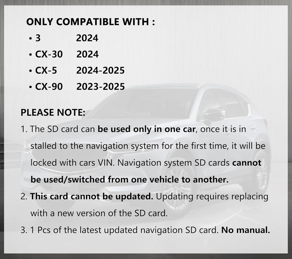 Navigation SD Card Upgraded GPS Maps Compatible with 2024 CX-30/3, 2024-2025 ... - Image 3 of 4