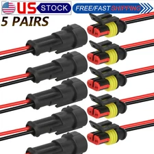 5 Pairs Car Waterproof Electrical Wire Cable Automotive Connector 2Pin Way Plug