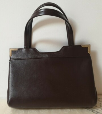 Vintage 1960's Orlos Brown Vinyl Handbag Australian Made in NSW