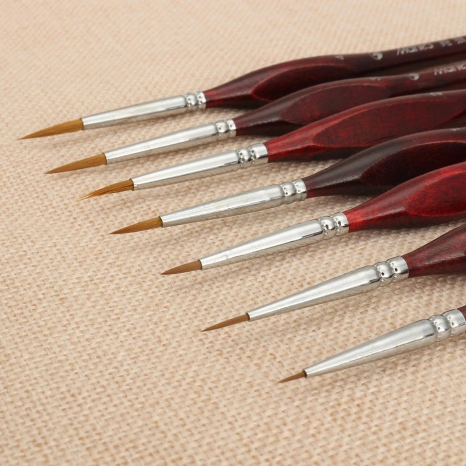 6pcs Artist Paint Brush Sable Hair Detail Miniature Brush Painting Brushes Set - image 3 of 4