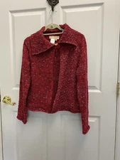 NORM THOMPSON Vintage Women's Multi-Colored Cardigan XL. Shawl-like Collar. VGC