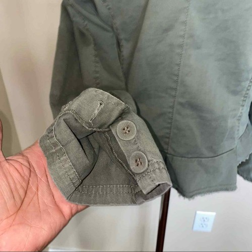 Caslon Nordstrom ruffle front Moto Green jacket - Picture 10 of 12