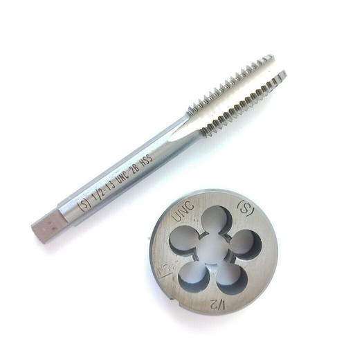 1/2"-13 UNC Tap and Die Set HSS Thread Tap With Round Threading Die Right Hand