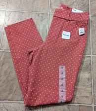 New Old Navy Sz 0 Pixie High Rise Pant secret slim pockets pink / polka dot 4112