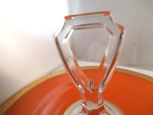 Vintage Glass Tidbit Tray Gold Rim Leaves Leaf Orange - Picture 7 of 9