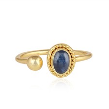 Natural Blue Sapphire Gemstone 925 Silver Gold Plated Stack Rings Jewelry