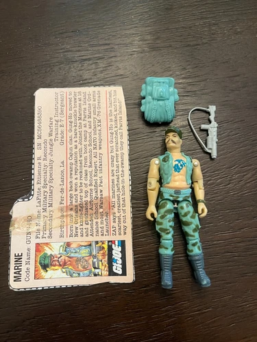 VINTAGE 1983 GI JOE Marine GUNG-HO Complete w/ File Card Broken Crotch
