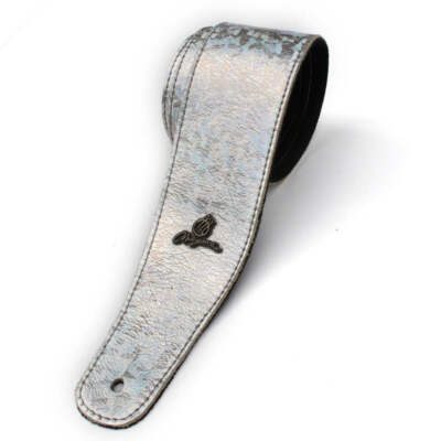 Magma Leathers 2.52'' Delux Argentinean Leather Chamois Guitar Strap Cristal Silv