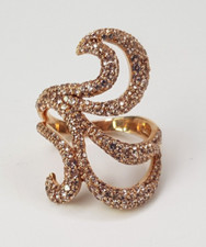Rose Gold Plated Sterling Silver 925 Avant Garde Pave Snake Wrap Ring Size N