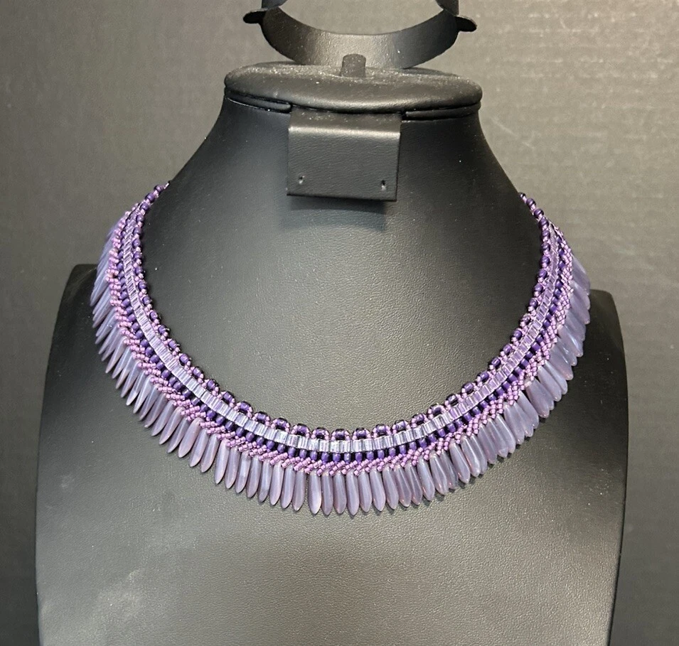 VETEMENTS Statement Collar Bib Necklace Hand Beaded 19” EUC J238