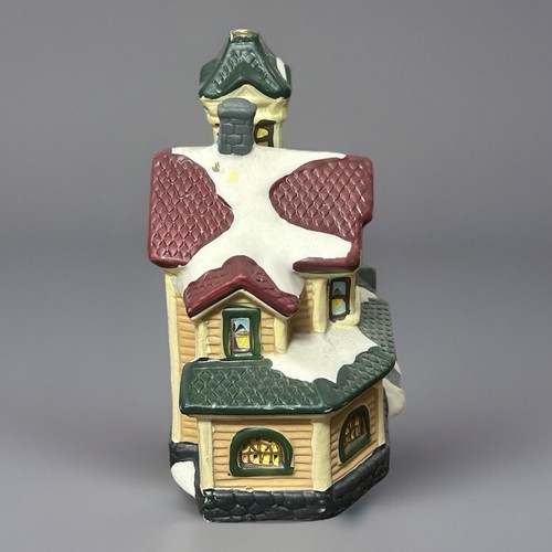 2005 Village Square Victorian House Christmas Snow Ceramic 4”x5”x3” Add A Light - Picture 6 of 13