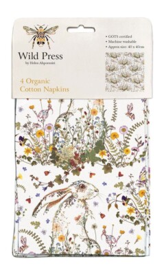 Wildpresse Wildblumenhase von Helen Ahpornsiri 4er Pack Servietten Bio Baumwolle