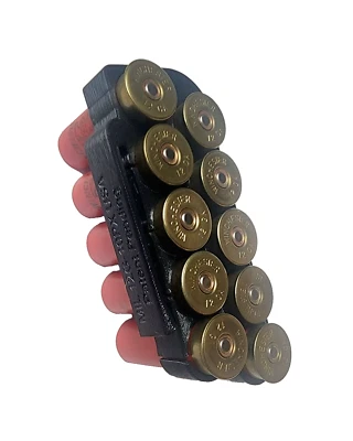 MIL 10 Shell Hard-Case Bandolier, Shotgun Shell Holder, Ammo Carrier, 12 Gauge