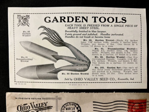 1927 Sobre y Hoja de Anuncios Evansville Indiana Ohio Valley Seed Company Evansville - Imagen 2 de 6