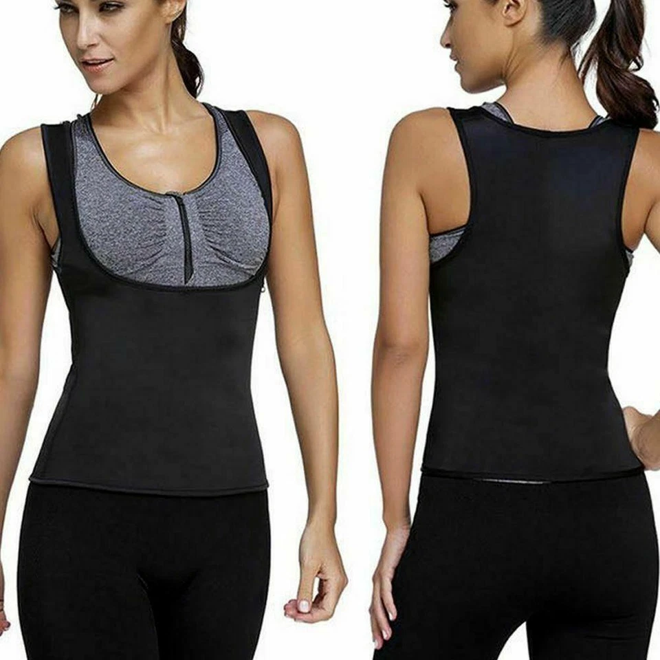 Hot Thermo Sweat Body Shaper Slimming Waist Trainer Cincher Yoga Gym Top Vest - Image 2 of 4