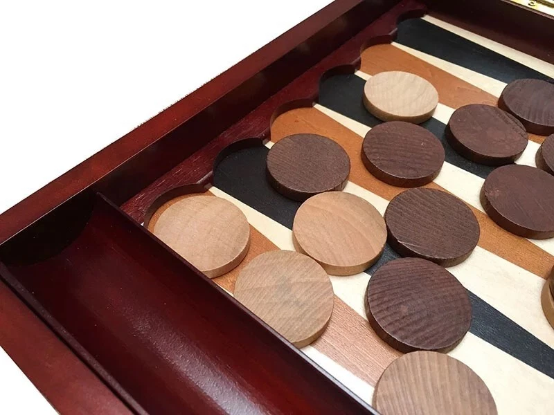 Edles Backgammon Tavla Brettspiel Würfelspiel groß Holz Neu SET Deluxe - Bild 2 von 3