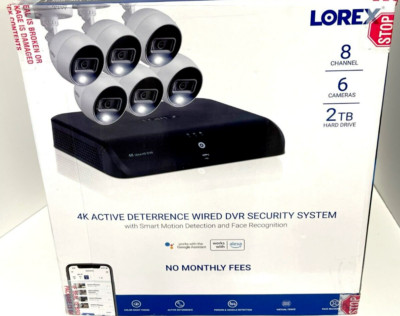 Lorex 4K Ultra Security System 8 Channel DVR with 6 C883DA 4K Bullet Cameras