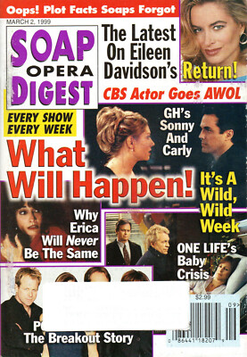 #ad Soap Opera Digest March 2 1999 Eileen Davidson Joe E. Tata Troy Hall $16.00