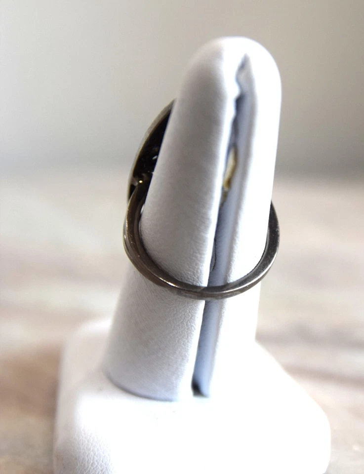 ANILLO ESCOTILLA CRUZ OVALADA GRANDE DIAMANTE CHAMPÁN PAVÉ DE COLORES ELEGANTES TALLA 7,5 Foto 4 de 4