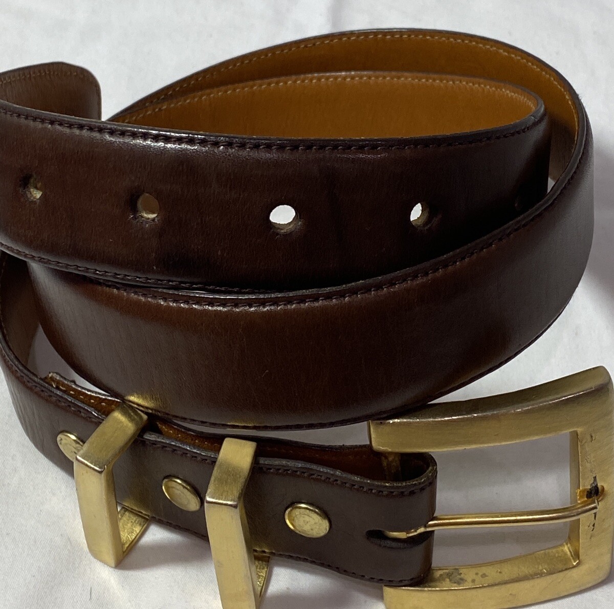 Karen Callan Brown Leather Belt with Brass color ring Shop Carlisle Belts for Women on Mercari | New & Used Deals  main image 3