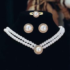 Faux Pearl White Necklace Wedding Bridesmaid Women Girl Fashion Jewelry Necklace