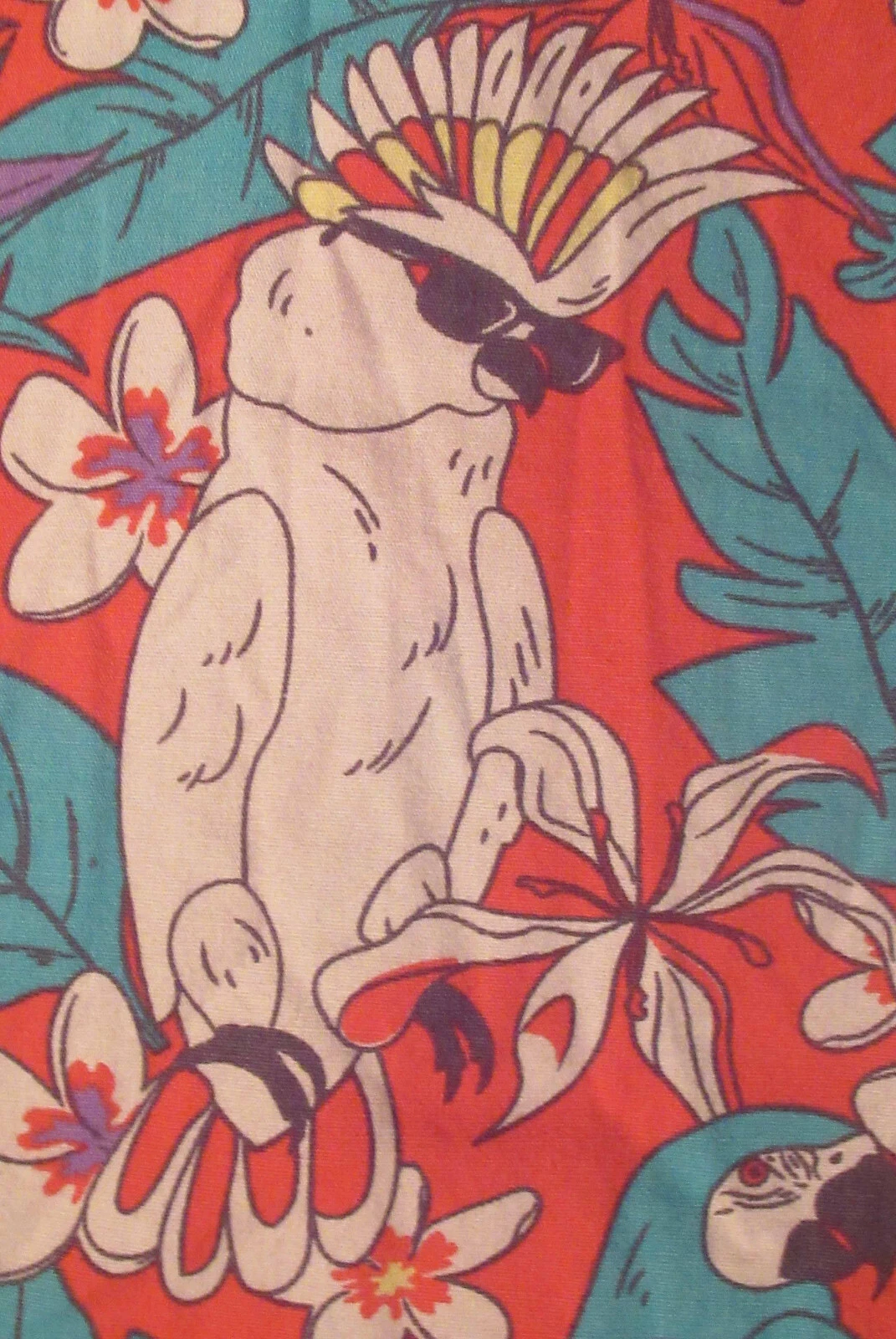 Ultra Cool parrots cockatoos button-front Hawaiian shirt sz LGE by Original Use