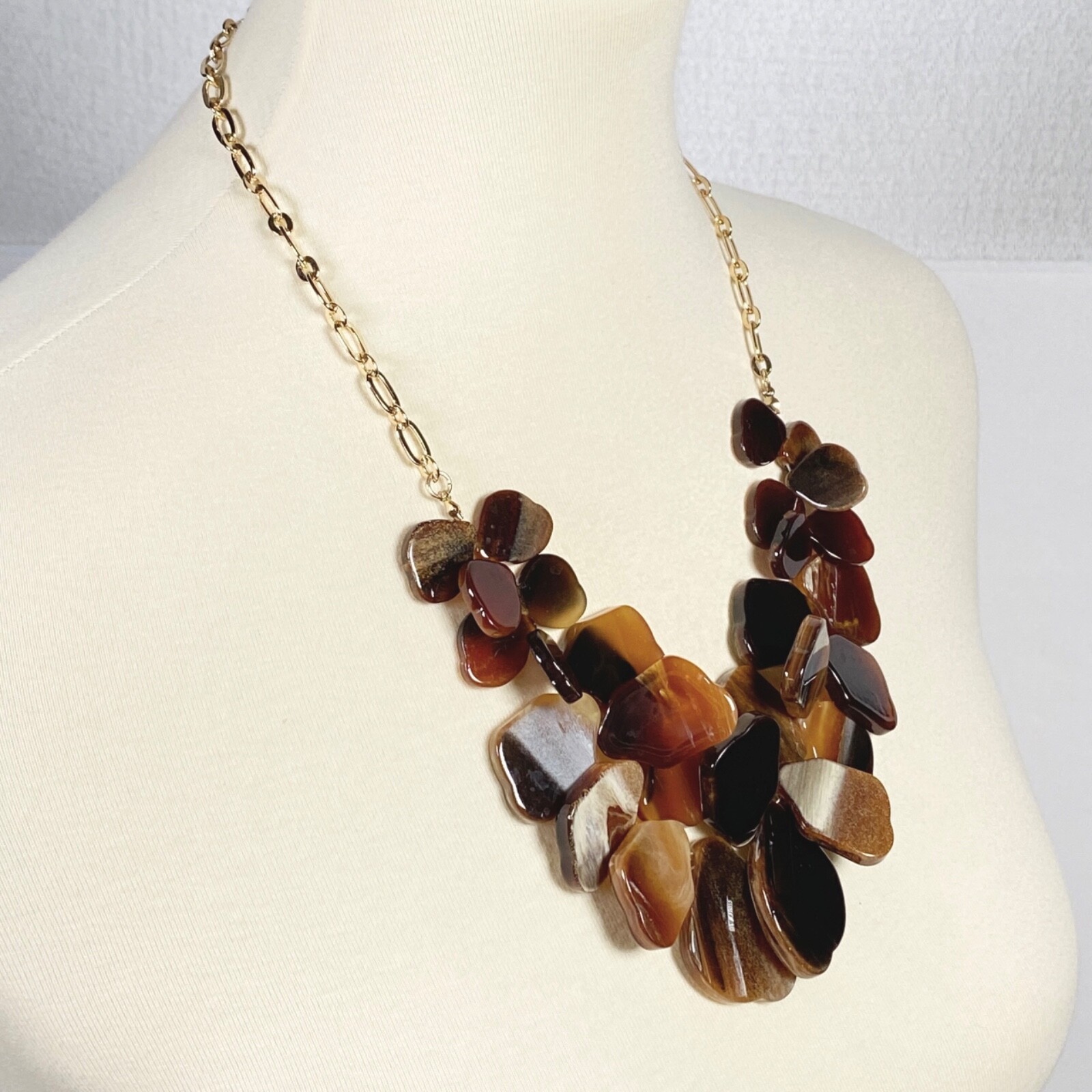 Stella & Ruby Simulated Agate Stone Necklace Brow… - image 4