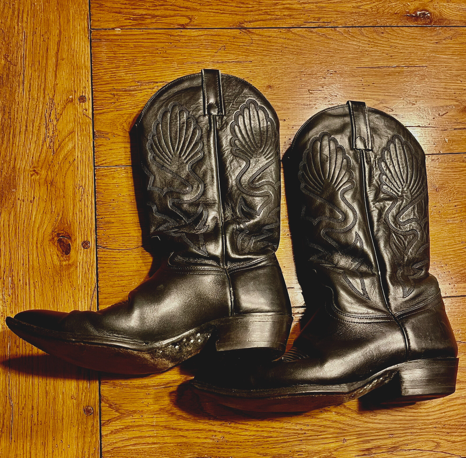 VINTAGE J Chisholm Bottes de cowboy en cuir homme taille 7M noir Made