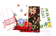 Unused Linens 3 White Pine Cloth Napkins 3 Italy/ India Dish Towels 100% Cotton