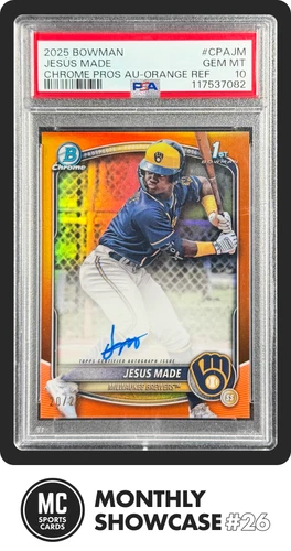 JESUS MADE PSA 10 2025 BOWMAN CHROME AUTO TRUE ORANGE REFRACTOR 1ST PROSPECT /25