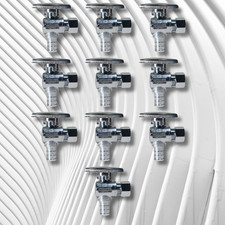 10 Pack 1/2" Pex-B x 3/8" OD Angle Stop Valve, 1/4 Turn, Lead Free