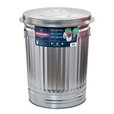 Behrens Galvanized Steel Trash Can with Lid, 31 Gal., 21in. Dia. × 29.75in.H