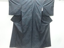 7619746: JAPANESE KIMONO / UNUSED / SILK / DORO OSHIMA TSUMUGI / WOVEN RHOMBUS