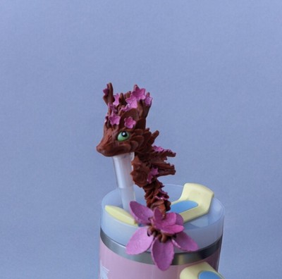 3d Printed Straw Cap Cherry Blossom Tadling Dragon Topper 8mm 10mm Tumbler