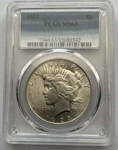 1923- P Peace Silver Dollar $1 PCGS MS63