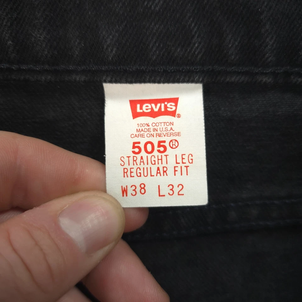 Pantalones de mezclilla Levis vintage para hombre 38x32 negros 505 regular rectos grunge años 90 EE. UU. Foto 2 de 4