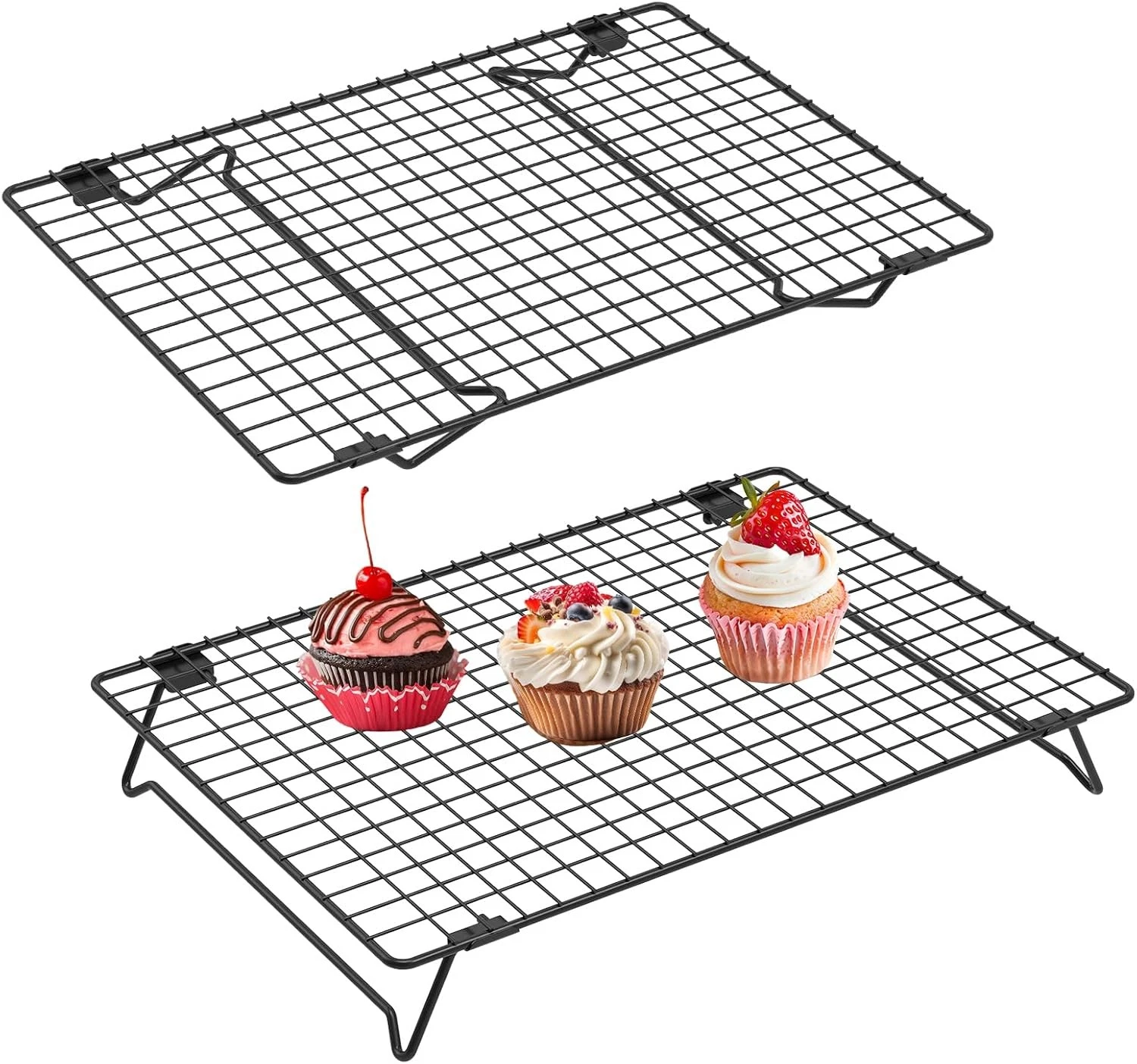 2 Pack Cooling Racks for Cooking and Baking 13.4 x 9.4 Inch 2-Tier Stackable