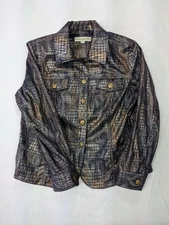 Bamboo Traders Petite Womens Shirt Blouse Sz PM Print Polyester Blend