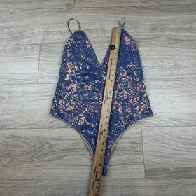 For Love And Lemons Skivvies Opal Low Plunge High Cut Sequin Bodysuit Size L  