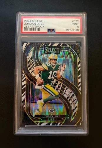 2024 Panini Select - Premier Level Jordan Love #172 Zebra Shock Prizm PSA 9