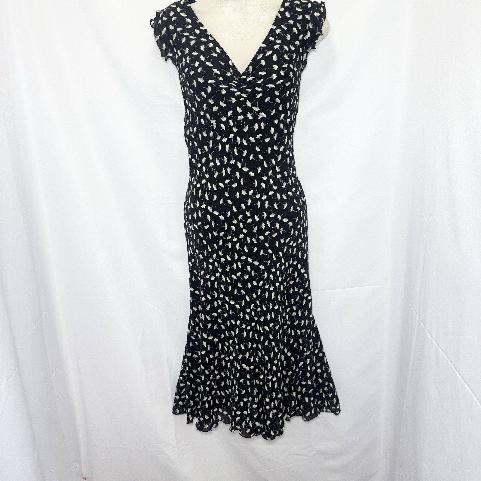 Vintage Talbots Silk Dress Babydoll Bias Midi Floral 8 Whimsigoth 90s Romantic