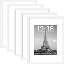 12x16 Picture Frame Set of 5, Display Pictures 8.5x11 with Mat or 12 x 16 Wit...