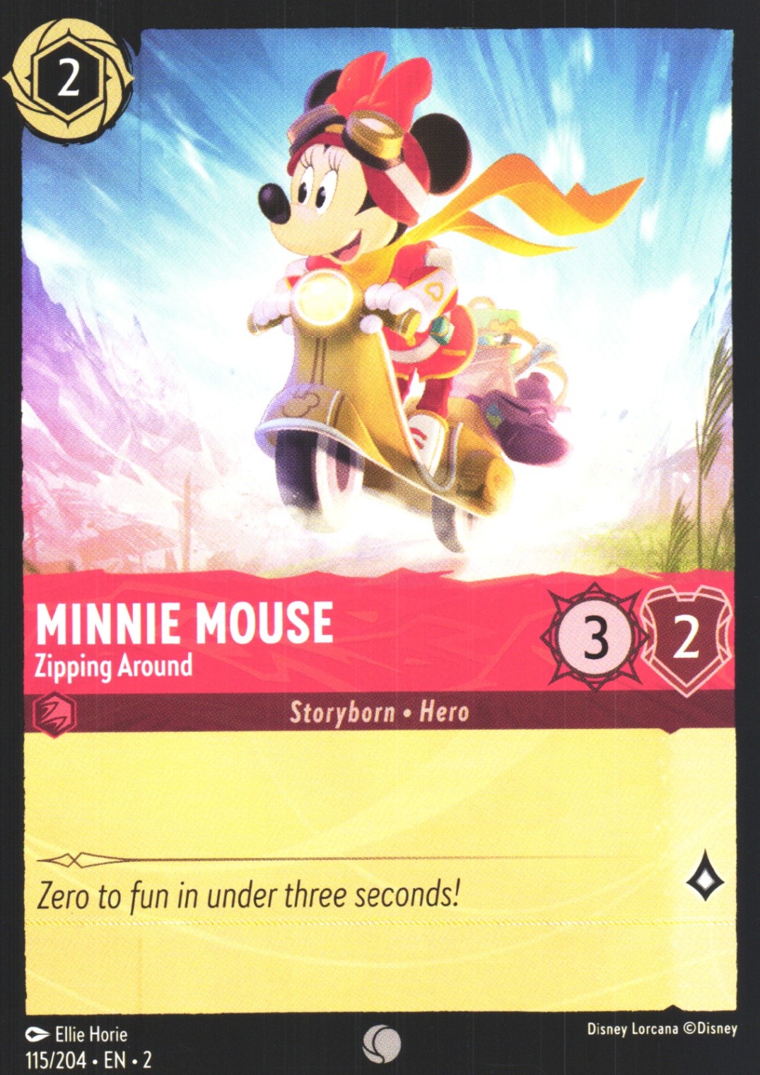 Minnie Mouse - Zipping Around 115/204 Common Rise of the Floodborn NM Lorcana Di