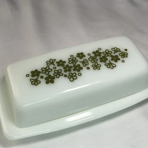 Vintage Pyrex Crazy Daisy Butter Dish With Cover Excellent
