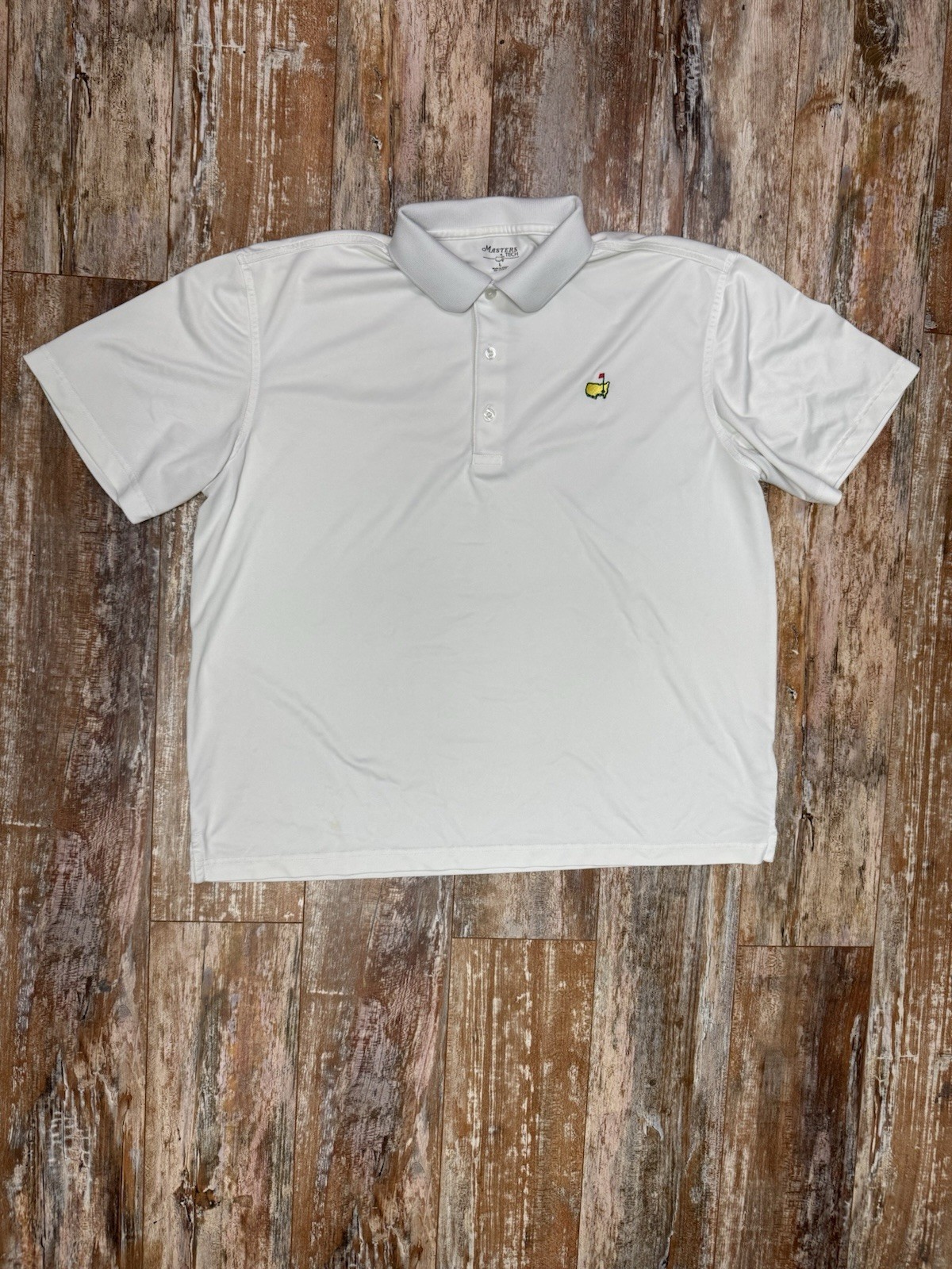 Mens The Masters Tech Golf Polo Shirt Size Large White Performance Logo