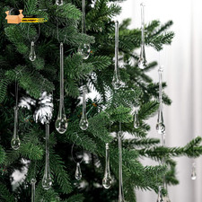 22 Pcs Clear Glass Teardrop Christmas Ornaments Crystal Raindrop Hanging Orname