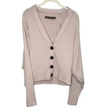 ENZA COSTA Sweater Knit Cardigan Pink M $198 E1 288