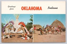 Postal de saludos de bailarines indios de Oklahoma tipi ciudad india