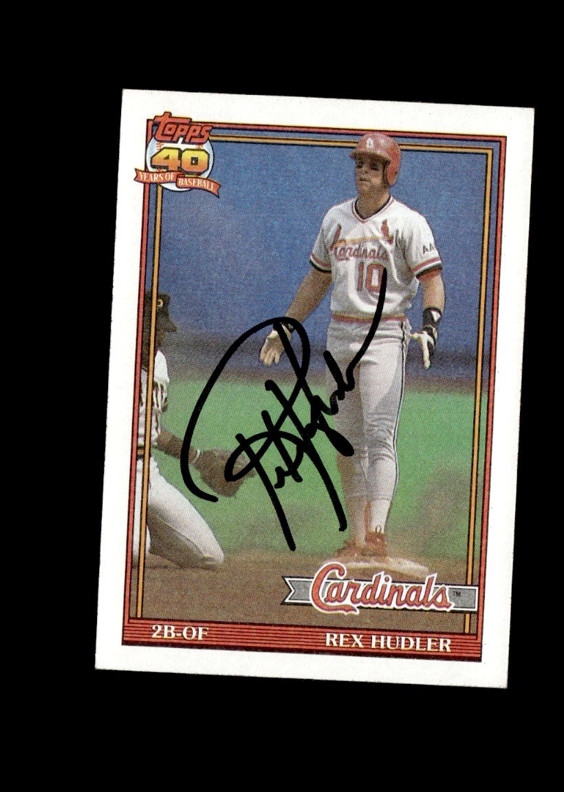 Rex Hudler 1991 Topps Cardinals authentic autographed card