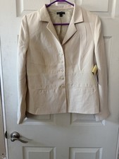 Pamela Dennis Private Client Group Women s Beige Lined Blazer, Pockets, 16